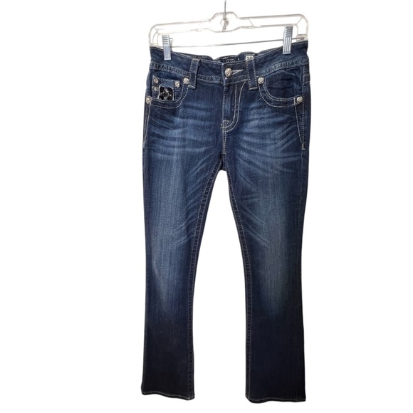 Miss Me Boot Cut Whisker Wash Jewel Sequin Jeans - Picture 3 of 15